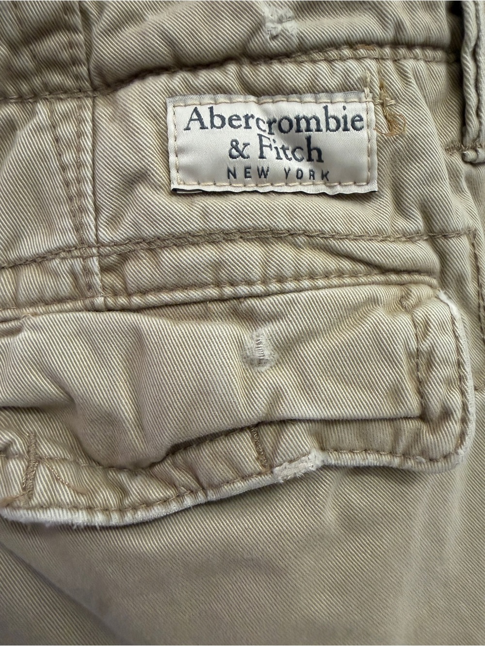 Vtg Abercrombie & Fitch Heavyweight Cargo Shorts Men 34 Tan Gorpcore Y2K Thick - Picture 6 of 12